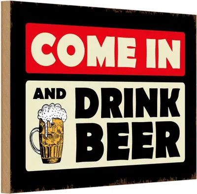 Produktbild von vianmo Holzschild 12x18 cm come in and drink beer Bier Essen Trinken
