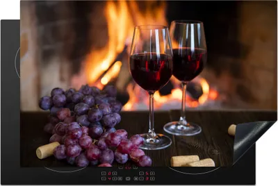 Produktbild von KitchenYeah© Herdabdeckplatte Rotwein - Frankreich - Trauben , 80x52cm, Küche Deko, Glaskeramikkochfeld Herdabdeckung, Abdeckplatte fùr Kochfeld