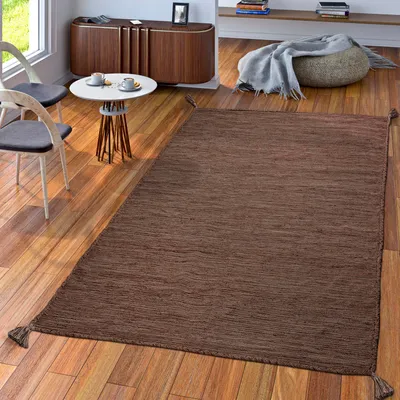 Produktbild von TT Home Handwebteppich Wohnzimmer Natur Webteppich Kelim Modern Baumwolle In Braun Größe 200x290 cm