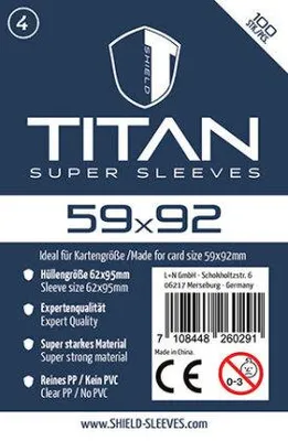Produktbild von Shield Titan 4 - 100 Super Sleeves für Kartengröße 59 x 92 mm