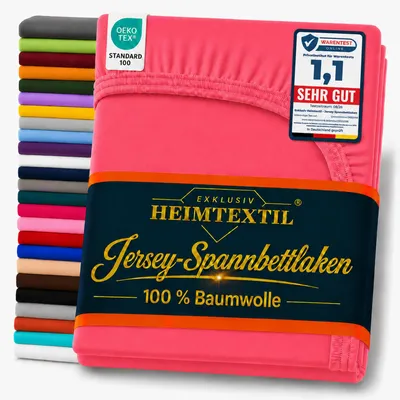 Produktbild von EXKLUSIV HEIMTEXTIL Marke Jersey Spannbettlaken 140 x 200 cm Pink 100% Baumwolle   Bed-Sheet Bettlaken Spannbetttuch Topper Leinentuch