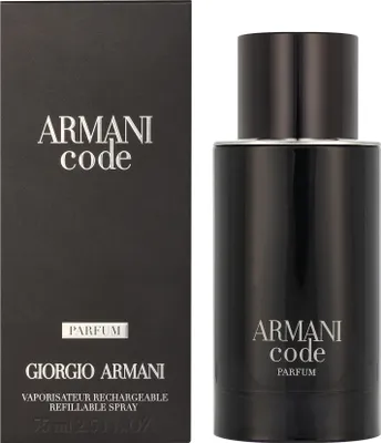 Produktbild von Giorgio Armani Armani Code Parfum, Männer, 75 ml, Nachfüllbare Flasche, Bergamotte, Muskatellersalbei, Iris, Zedernholz, Tonka-Bohne