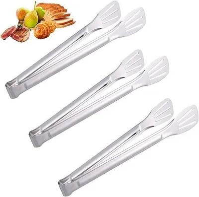 Image de Lot de pinces de cuisine en acier inoxydable, 18 cm, résistantes à la chaleur, pinces multifonctions