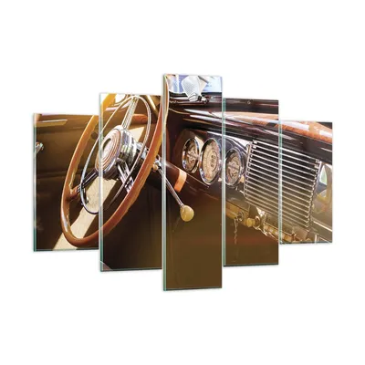 Produktbild von Bilder auf glas - 5 Teile - Auto Retro Vintage - 150x100cm - Glasbilder - Wandbilder - Bilder - zum Aufhängen bereit - Wanddekoration aus Glas - Glas Bilder - Wandbild auf Glas - GEA150x100-4939