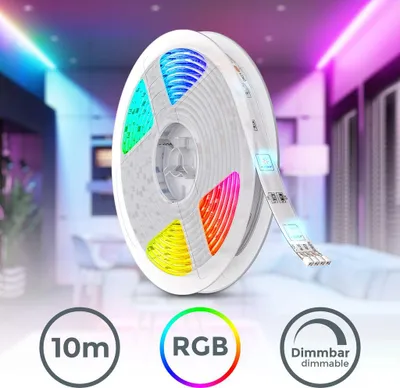 Obrázek produktu pro 10m LED pásek RGB světelný pásek 230V teplá bílá dálkové ovládání stmívatelné