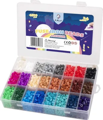 Produktbild von La Manuli Sortiert Bügelperlen 4500 Stück 5 mm 24 Farben Nachfüllset Steckperlen Mit jeder Marke Beads kompatibel, Organizerbox (Dunkle Farben)
