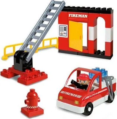 Produktbild von Unico Feuerwehr Bauset - Feuerwehrauto - 40-teiliges Spielzeug Bausteine