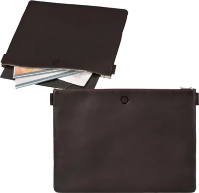 Produktbild von Sonnenleder Dokumentenmappe groß Banktasche A4 (37x27cm) Leder mit Reißverschluss Ledermappe Ledertasche mocca braun 801-396-77