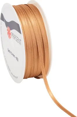 Produktbild von PRÄSENT Satinband 3 mm x 10 m Geschenkband Dekoband Schleifenband Karamell