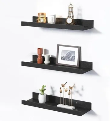 Immagine prodotto di Scaffale da parete in MDF nero, spessore 8 mm, per decorazione e contenimento, 3 pezzi