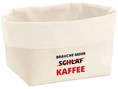 Produktbild von Huuraa Organizer Brauche mehr Schlaf Kaffee 3 Liter Medium Canvas Baumwolle Utensilo Geschenkidee