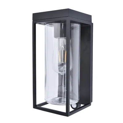 Zdjęcie produktu dla Kinkiet zewnętrzny z czujnikiem FLAIR czarno-biały 1xE27x10W aluminium wym:28,5x12x13,9cm IP44 Lutec
