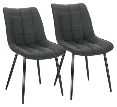 Immagine prodotto di Set di 2 sedie da pranzo - Sedia da pranzo - Seduta imbottita - Rivestimento in tessuto - Gambe in metallo - Non girevole - Grigio antracite
