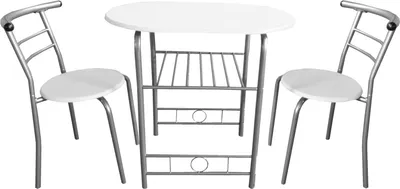 Produktbild von Tischgruppe Merit Weiß oval aus Metall und MDF mit Esstisch 80x53x74 cm und 2 Stühlen
