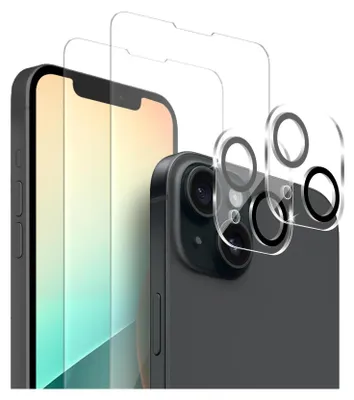 Produktbild von 2x Display + Kamera Glas für Apple iPhone 13 Panzerfolie Displayglas Kameraglas 9H Schutzglas