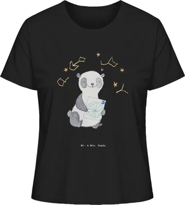 Produktbild von Mr. & Mrs. Panda baumwollshirt Panda Astrologie Größe M - Schwarz - Geschenk, Horoskop, Baumwoll T-Shirt Damen, Oberteil, Sternbilder, Frauen