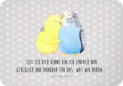 Produktbild von Mr. & Mrs. Panda magnet Wellensittich Liebe - Grau Pastell - Geschenk, tafelmagnet, Umarmen, Vögel, Verknallt, rechteckmagnet, Freund, zettelhalter, Kühlschrankmagnet