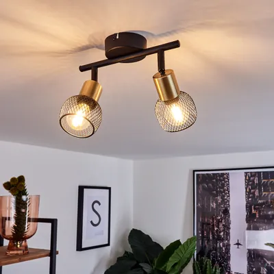 Produktbild von Pieve »Pieve« Deckenlampe aus Metall schwarz, gold Zimmerlampe 2-flammig