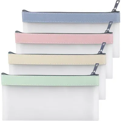 Produktbild von 4er Set transparente Hülle, große Kapazität, weiches TPU-Hülle mit Schnalle, wasserdichte Schminktas für Reise, Schule, Bürobedarf