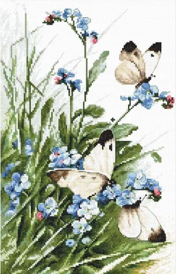 Immagine prodotto di Kit per ricamo a punto croce Letistitch "Farfalle e fiori dell'uccello blu", 27x17 cm