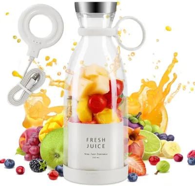 Produktbild von Tragbarer USB Standmixer, 350 ml Elektrischer Shaker, Smoothie Maker - JUCIFY Weiß