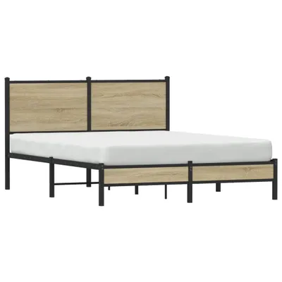 Image de vidaXL Lit métallique sans matelas Chêne Sonoma 150x200 cm
