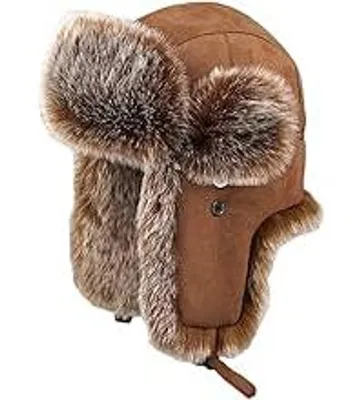 Produktbild von Uni Fliegermš¹tze Wildleder Winddicht Trappermš¹tze Warme Kunstfell Russische Mš¹tze