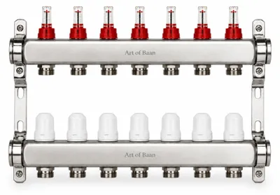 Produktbild von Heizkreisverteiler Edelstahl 7-fach Fußbodenheizung 3/4 Zoll Eurokonus