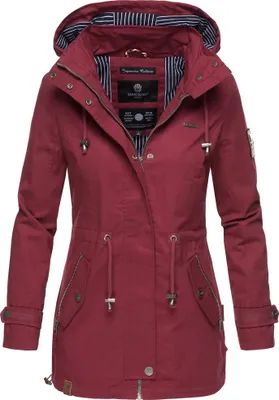 Produktbild von Marikoo Nyokoo Damen Herbst Übergangsjacke mit Kapuze Jacke Parka Frühling Bordeaux Gr. 36 - S