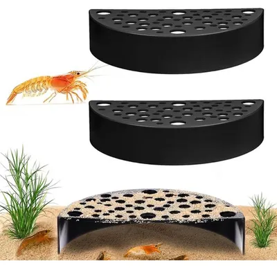 Produktbild von 2 Stück Kunststoff Versteck für Garnelen, Kreative Unterwasserversteck, Hohle ABS Aquarium Zubehör für Kleine Fische und Garnelen (Schwarz)