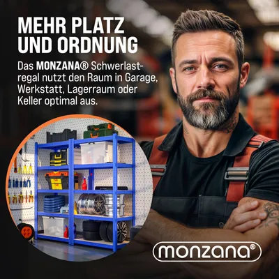 Produktbild von MONZANA 2er Set Schwerlastregal 180 x 90 x 40 cm Blau