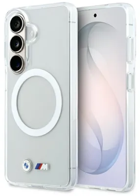 Image de Coque BMW compatible avec le SAMSUNG S26 BMHMS26S25HSMLKT (IML magnétique antichoc avec logos métalliques) transparente