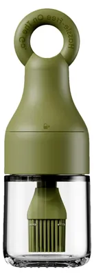Produktbild von Ölspenderflasche mit Pinsel | Olivenölflasche mit Silikonpinsel | Auslaufsicherer und hitzebeständiger Ölspender für Grillen, Backen, Salatzubereitung und Kochen