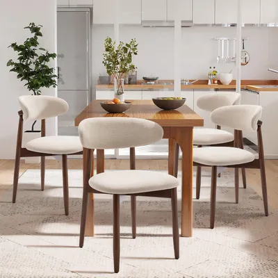 Immagine prodotto di COLAMY Set di 4 sedie imbottite con gambe in legno, sedie da pranzo in stile scandinavo per cucina e soggiorno, beige