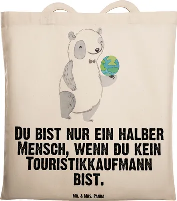 Produktbild von Mr. & Mrs. Panda Jutebeutel Touristikkaufmann Herz - Transparent - Geschenk, Tasche, Shopping, Beutel, Tote Bag, Laptoptasche, Büchertasche
