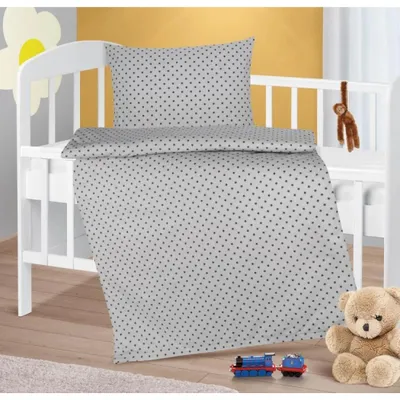 Zdjęcie produktu dla Pościel dziecięca bawełniana – 90x135 cm, 45x60 – szara