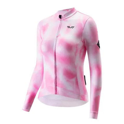 Produktbild von ROCKBROS TVI Damen Langarm Radtrikot Winddicht Atmungsaktiv Warmes Fahrradtrikot für Rennrad und MTB Rosa EU Größe M