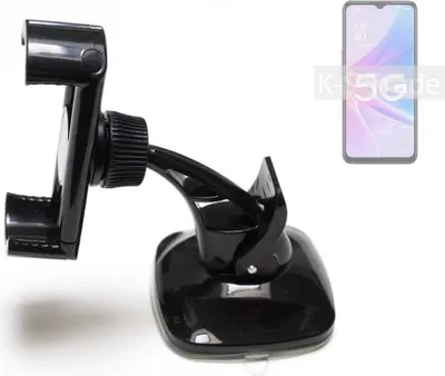 Produktbild von K-S-Trade kompakte Handy-Halterung Windschutzscheibe kompatibel mit Oppo A56s 5G Armaturenbrett schwarz Autohalterung KFZ Halter Scheiben-Halterung