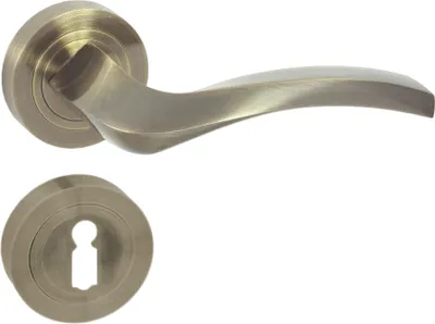 Produktbild von DOMINO Türgriff Drückergarnitur BB-Buntbart Set | Rund BB Rosette | Türklinke für Zimmertür, Bürotür, Kellertür & Innentür | Türbeschläge aus Aluminium | Bronze Türdrückergarnitur | ENIGMA-R M3