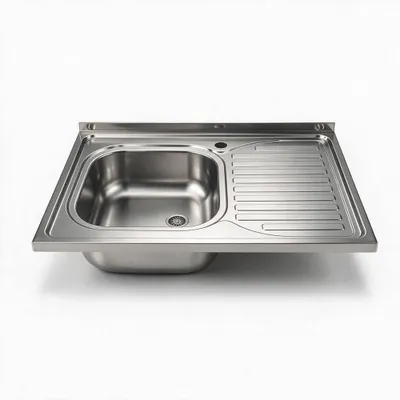 Immagine prodotto di Lavello cucina da appoggio 80x60 una vasca con gocciolatoio destro inox SA30DX