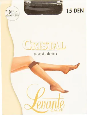 Obrázok produktu pre Ponožky po kolená, 2 páry, dámske, 15 den, 17 dtex, veľmi jemné, pohodlný lem, LEVANTE, model CRISTAL 15, GAMBALETTO, UNICA – ONE SIZE, polyamid 95 %, Elastan 5 %