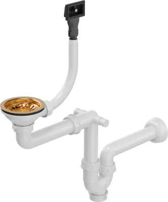 Obrázok produktu pre QUADRON Odtok umývadla Plug Drain 3 1/2" s jednokomorovým sifónom – nerezová oceľ, priestorovo úsporný, ekologický, farba: meď, SteelQ, pre kuchynské umývadlo