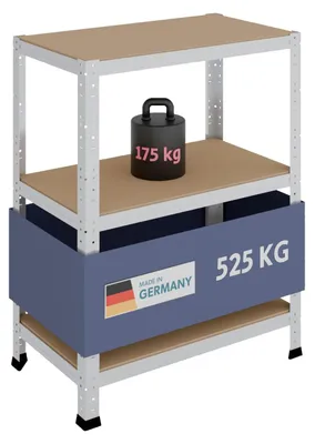 Obrázek produktu pro Regál ocelový - Skládací regál - 90 x 70 x 40 cm - Zinkovaná ocel - 175 kg na polici
