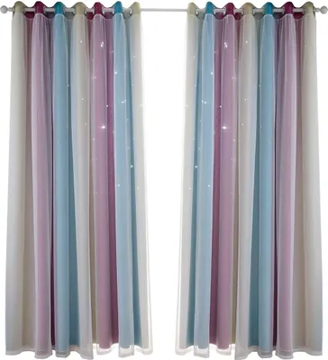 A pair of curtains hanging on a curtain rod.