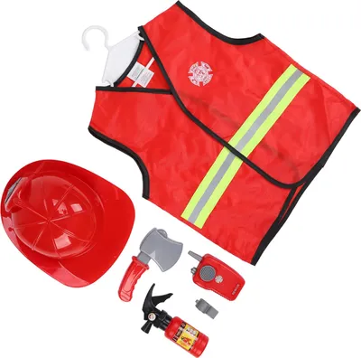 Produktbild von Feuerwehrmann-Kostüm, Feuerwehrmann-Rollenspiel-Anziehset für Kinder, Jungen und Mädchen