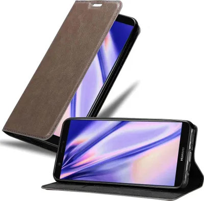 Produktbild von Cadorabo Hülle für Huawei P SMART 2018 / Enjoy 7S Schutz Hülle in Braun Handyhülle Etui Case Cover Magnetverschluss