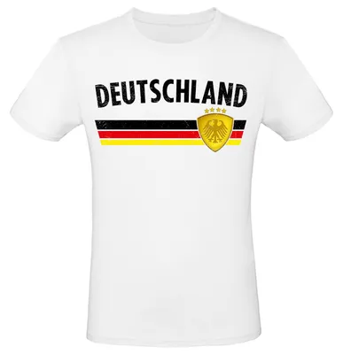 Produktbild von WM EM Fan Shirt Länder T-Shirt Fußball Fanartikel Herren Damen 100% Baumwolle Land wählen: Deutschland - schwarz weiß Shirt Größe wählen: M
