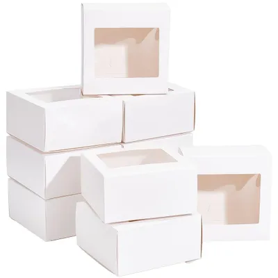 Geschenkboxen Kraftpapier mit Fenster 12x12x6 cm 18 St. weiß