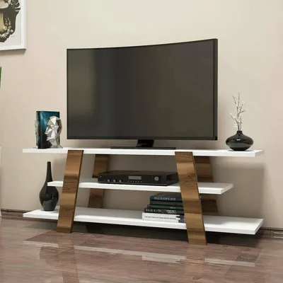 Image de Bellagio - Meuble TV, 120x34x42h cm Noyer Marron, 3 Étagères