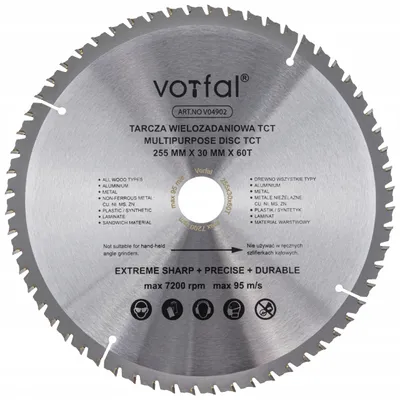 Produktbild von Vorfal TCT-Kreissägeblatt 255x30mm für Holz, Metall & Kunststoff